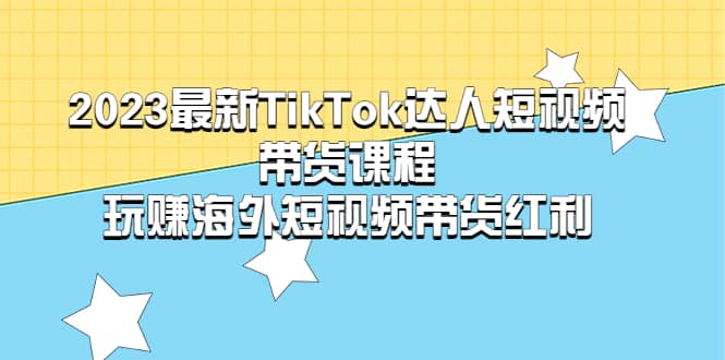 2023最新TikTok·达人短视频带货课程，玩赚海外短视频带货·红利-