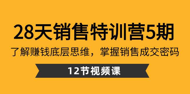 28天·销售特训营5期：了解赚钱底层思维，掌握销售成交密码（12节课）-