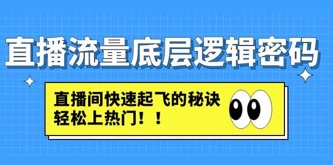 直播流量底层逻辑密码：直播间快速起飞的秘诀，轻松上热门-