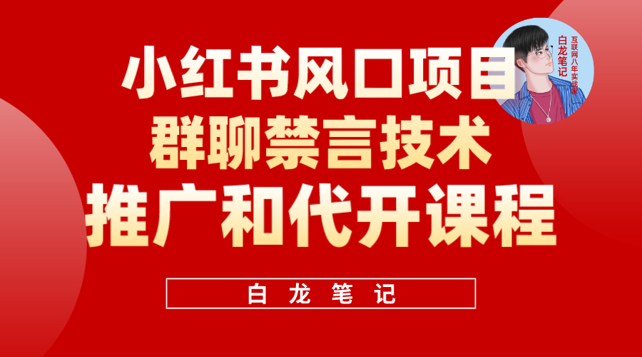 小红书风口项目日入300+，小红书群聊禁言技术代开项目，适合新手操作-