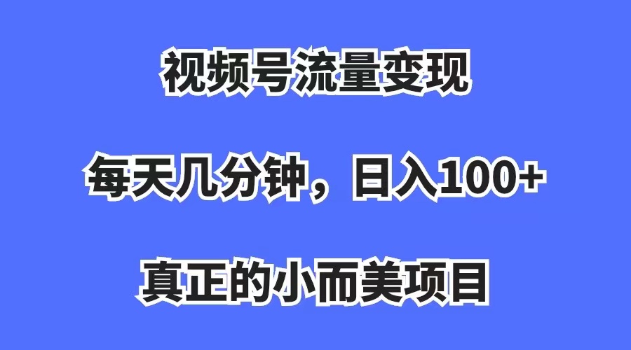 视频号流量变现，每天几分钟，收入100+，真正的小而美项目-