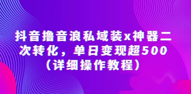 抖音撸音浪私域装x神器二次转化，单日变现超500（详细操作教程）-