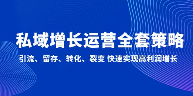 私域增长运营全套策略：引流、留存、转化、裂变 快速实现高利润增长-