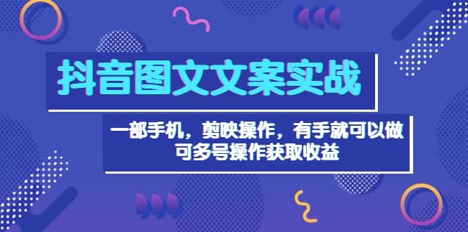 抖音图文毒文案实战：一部手机 剪映操作 有手就能做，单号日入几十 可多号-