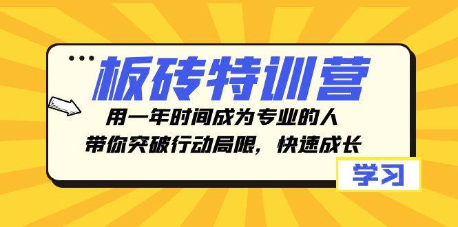 板砖特训营，用一年时间成为专业的人，带你突破行动局限，快速成长-