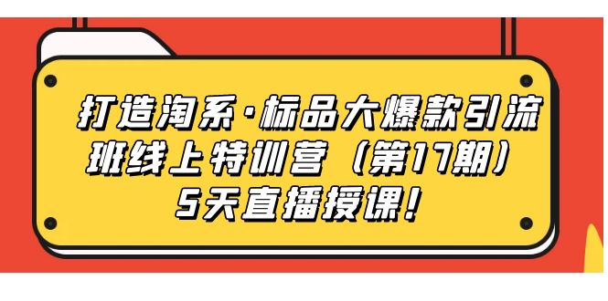 打造淘系·标品大爆款引流班线上特训营5天直播授课！-