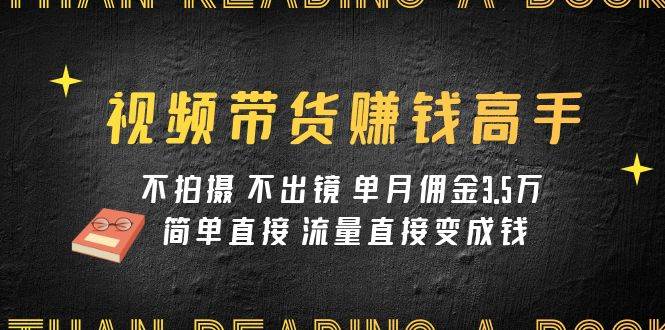 视频带货赚钱高手课程：不拍摄 不出镜 单月佣金3.5w 简单直接 流量直接变钱-