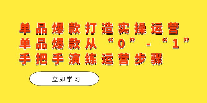 单品爆款打造实操运营，单品爆款从“0”-“1”手把手演练运营步骤-