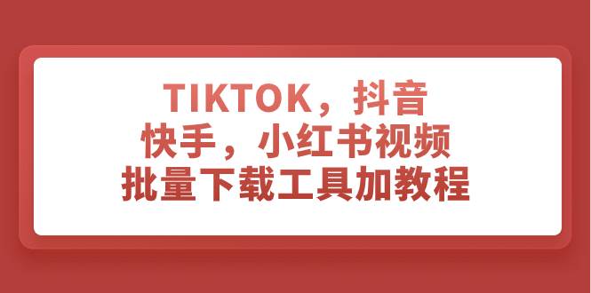 TIKTOK，抖音，快手，小红书视频批量下载工具加教程-