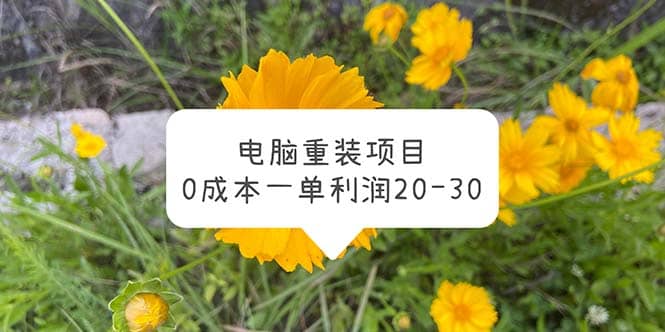 电脑系统重装项目，0成本一单利润20-30-