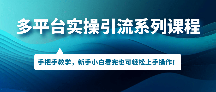 多平台实操引流系列课程，手把手教学，新手小白看完也可轻松上手引流操作-