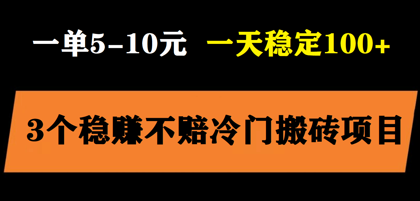 3个最新稳定的冷门搬砖项目，小白无脑照抄当日变现日入过百-