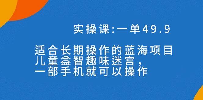 一单49.9长期蓝海项目，儿童益智趣味迷宫，一部-