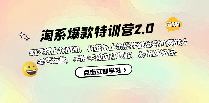 淘系爆款特训营2.0【第六期】从选品上架到付费放大 全店运营 打爆款 做好店-