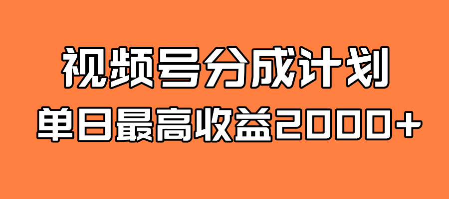 全新蓝海 视频号掘金计划 日入2000+-