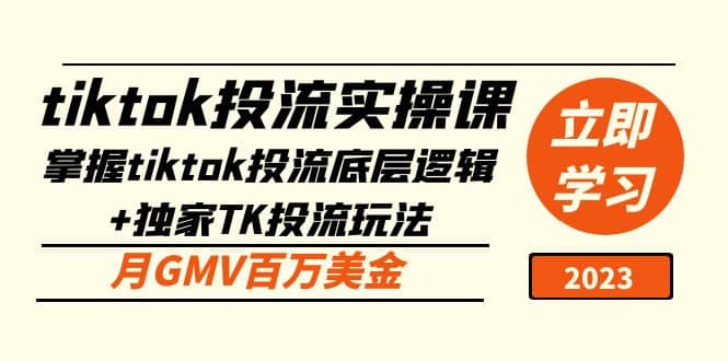 tiktok投流实操课：掌握tiktok投流底层逻辑+独家TK投流玩法-