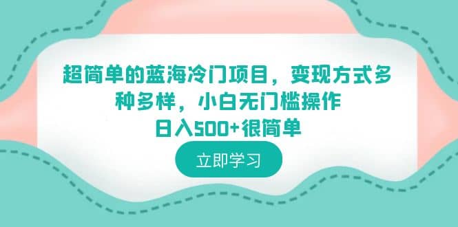 超简单的蓝海冷门项目，变现方式多种多样，小白无门槛操作日入500+很简单-