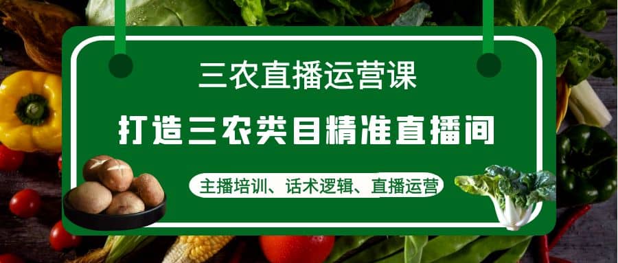 三农直播运营课：打造三农类目精准直播间，主播培训、话术逻辑、直播运营-