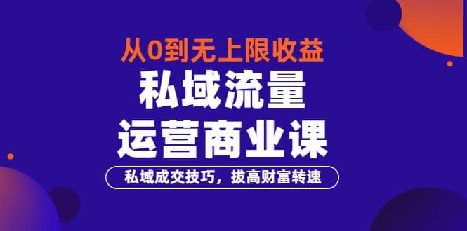 从0到无上限收益的《私域流量运营商业课》私域成交技巧，拔高财富转速-