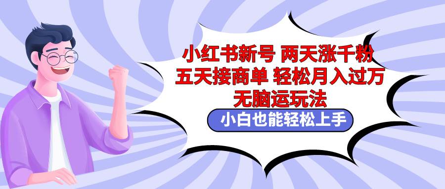 小红书新号两天涨千粉五天接商单轻松月入过万 无脑搬运玩法 小白也能轻…-