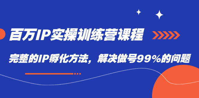 百万IP实战训练营课程，完整的IP孵化方法，解决做号99%的问题-