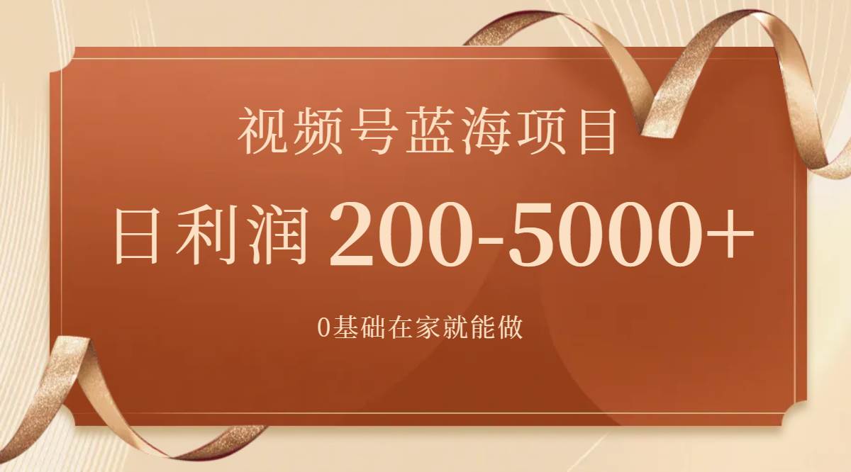 视频号蓝海项目，0基础在家也能做，一天200-5000+【附266G资料】-