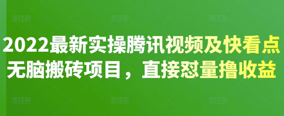 2022最新实操腾讯视频及快看点无脑搬砖项目，直接怼量撸收益-