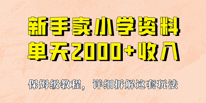 我如何通过卖小学资料，实现单天2000+，实操项目，保姆级教程+资料+工具-