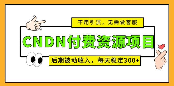 CNDN付费资源项目，不用引流，无需做客服，后期被动收入-