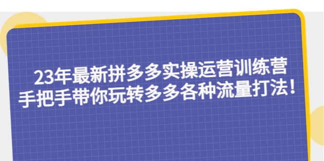 23年最新拼多多实操运营训练营：手把手带你玩转多多各种流量打法！-