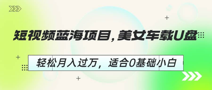 短视频蓝海项目，美女车载U盘，轻松月入过万，适合0基础小白-