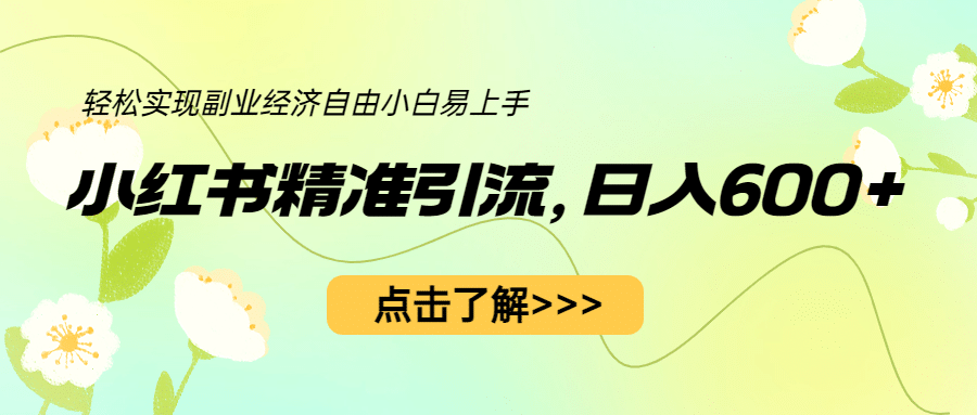 小红书精准引流，小白日入600+，轻松实现副业经济自由（教程+1153G资源）-