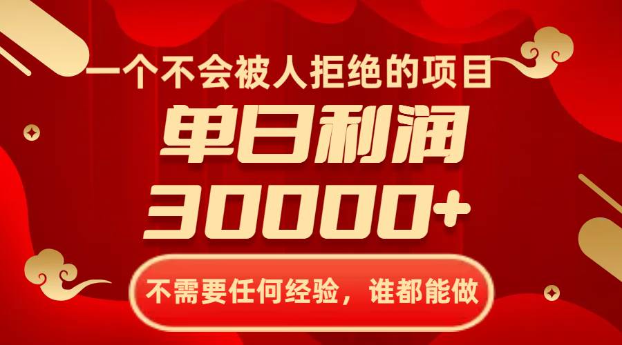 一个不会被人拒绝的项目，不需要任何经验，谁都能做，单日利润30000+-