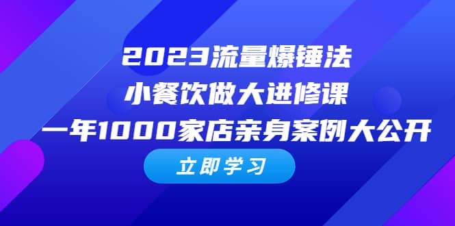 2023流量 爆锤法，小餐饮做大进修课，一年1000家店亲身案例大公开-