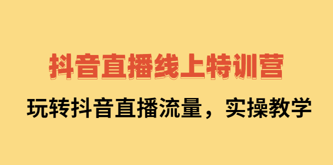 抖音直播线上特训营：玩转抖音直播流量，实操教学-