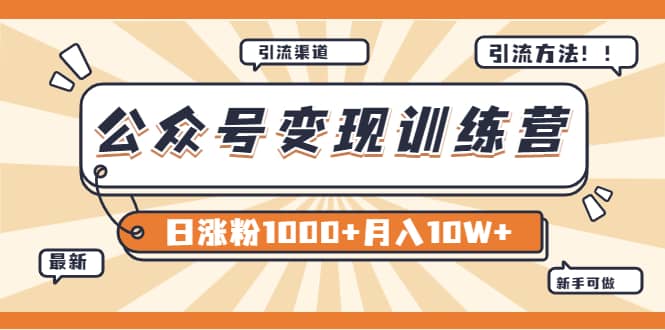 【某公众号变现营第二期】0成本日涨粉1000+让你月赚10W+（8月24号更新）-