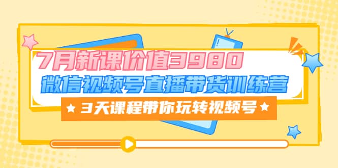 微信视频号直播带货训练营，3天课程带你玩转视频号：7月新课价值3980-