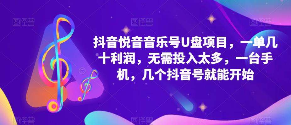 抖音音乐号U盘项目 一单几十利润 无需投入太多 一台手机 几个抖音号就开始-