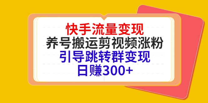 快手流量变现，养号搬运剪视频涨粉，引导跳转群变现日赚300+-