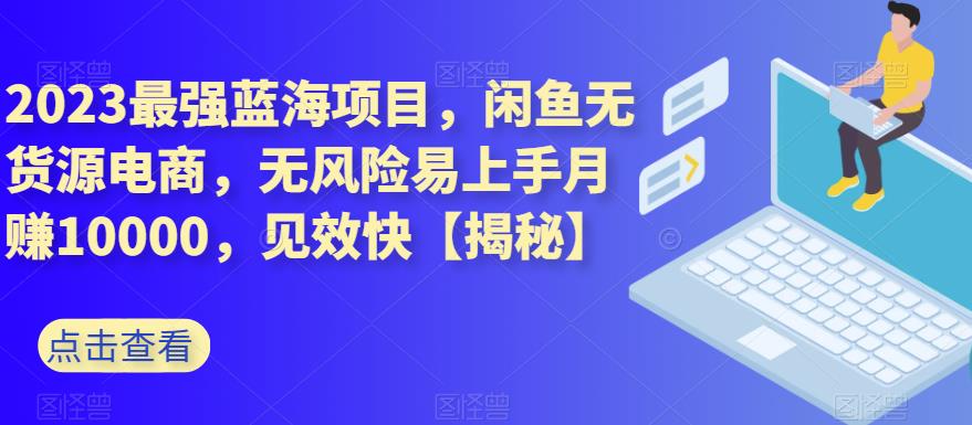 2023最强蓝海项目，闲鱼无货源电商，无风险易上手月赚10000，见效快【揭秘】-