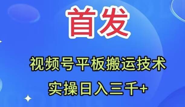 全网首发：视频号平板搬运技术，实操日入三千＋-