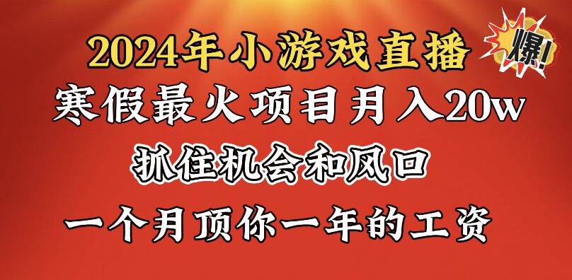 2024年寒假爆火项目，小游戏直播月入20w+，学会了之后你将翻身-