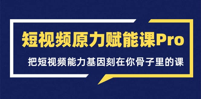 短视频原力赋能课Pro，把短视频能力基因刻在你骨子里的课（价值4999元）-