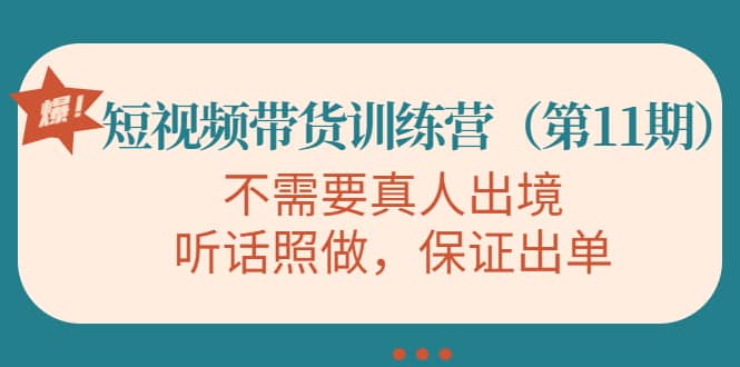 短视频带货训练营（第11期），不需要真人出境，听话照做，保证出单-