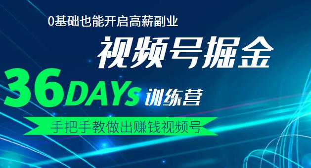 【视频号掘金营】36天手把手教做出赚钱视频号，0基础也能开启高薪副业-