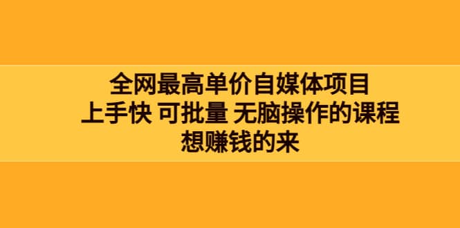 全网最单高价自媒体项目：上手快 可批量 无脑操作的课程，想赚钱的来-