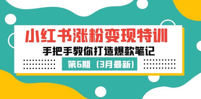 小红书涨粉变现特训·第6期，手把手教你打造爆款笔记（3月新课）-