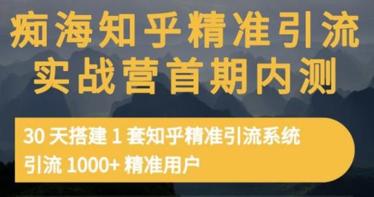 痴海知乎精准引流实战营1-2期，30天搭建1套知乎精准引流系统，引流1000+精准用户-