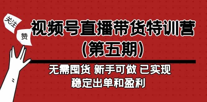 视频号直播带货特训营（第五期）无需囤货 新手可做 已实现稳定出单和盈利-