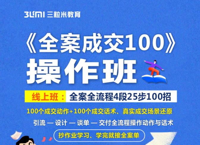 《全案成交100》全案全流程4段25步100招，操作班-